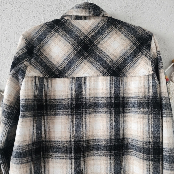 Blank NYC Plaid Wool Blend Shacket In Checked Out Oversize Grunge Retro Boho S - Picture 7 of 11